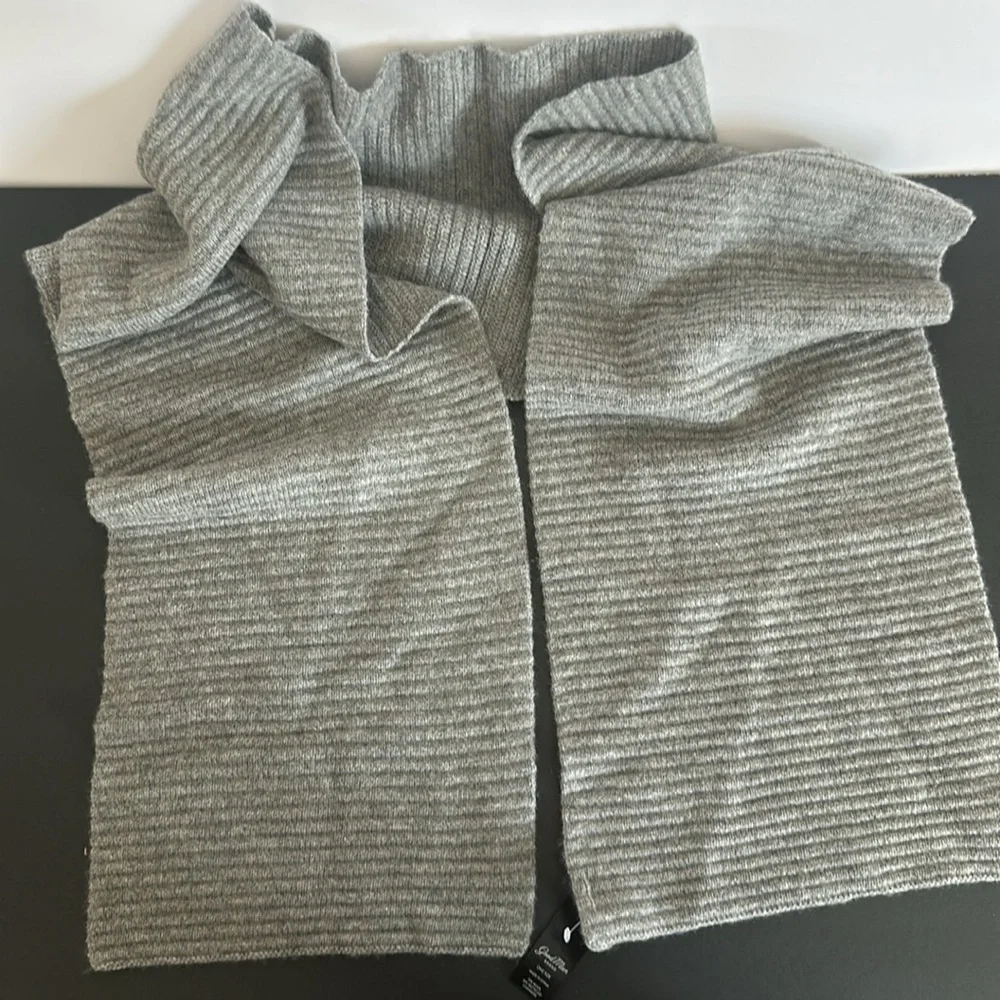 Good Man Brand Ottoman Rib Wool & Cashmere Scarf in Grey Heather New